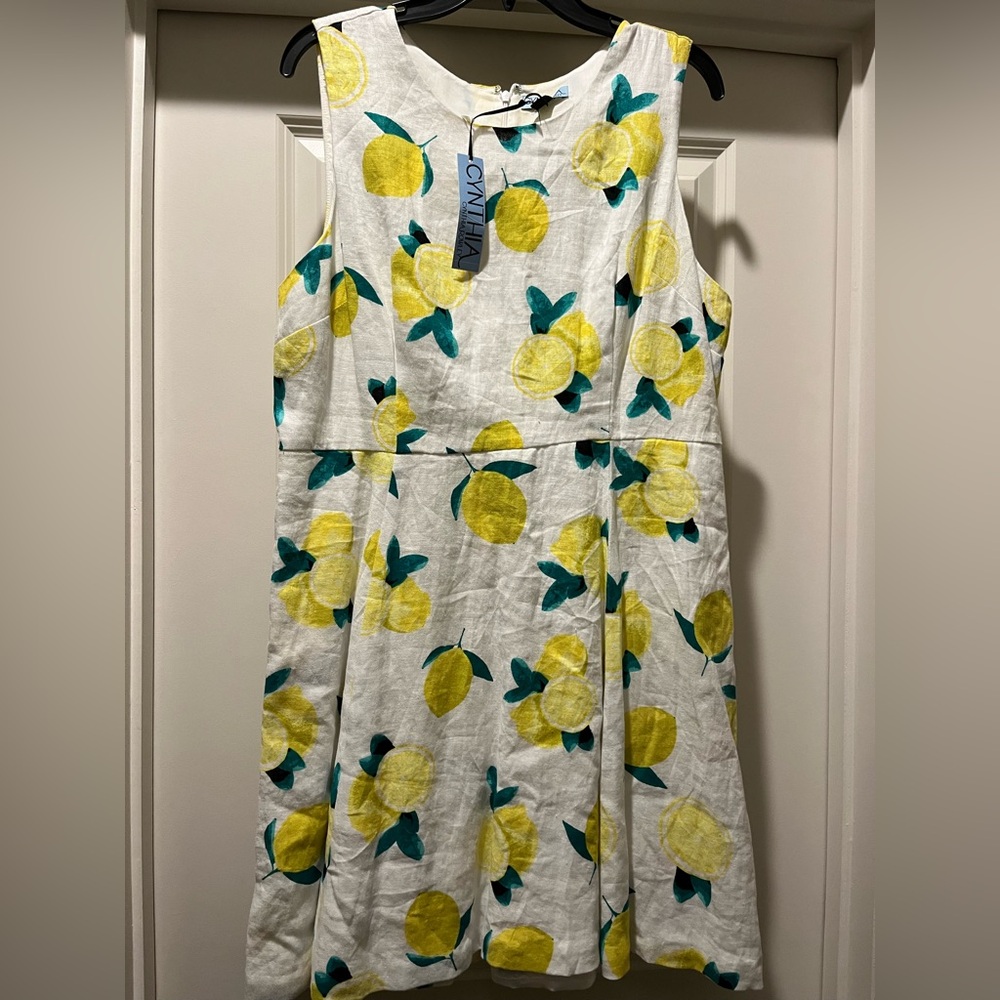 NWT Cynthia Rowley White and Yellow Linen Sleeveless Sundress - Picture 2 of 5